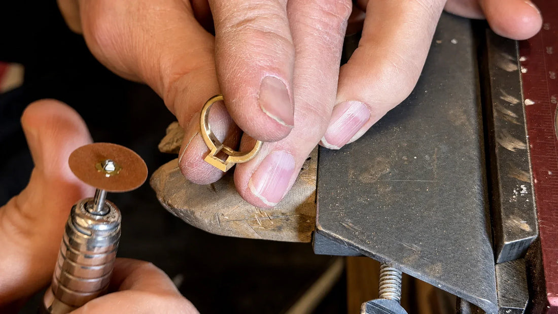 Ian Davidson crafting a custom engagement ring in Calgary studio