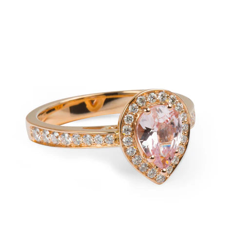Rose gold engagement ring set with pink morganite, custom designed by Master Goldsmith Ian Davidson